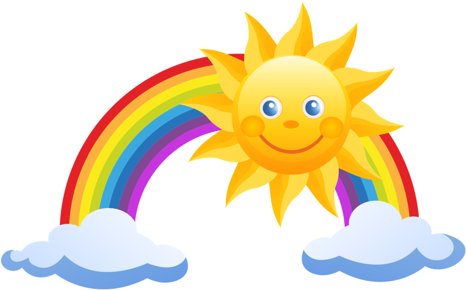 Dangerous Weather Cliparts 15, - Rainbow With Sun Png (1000x660)