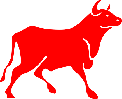 Bull Red Bovine Horns Silhouette Cow Anima - Bull Clipart (418x340)