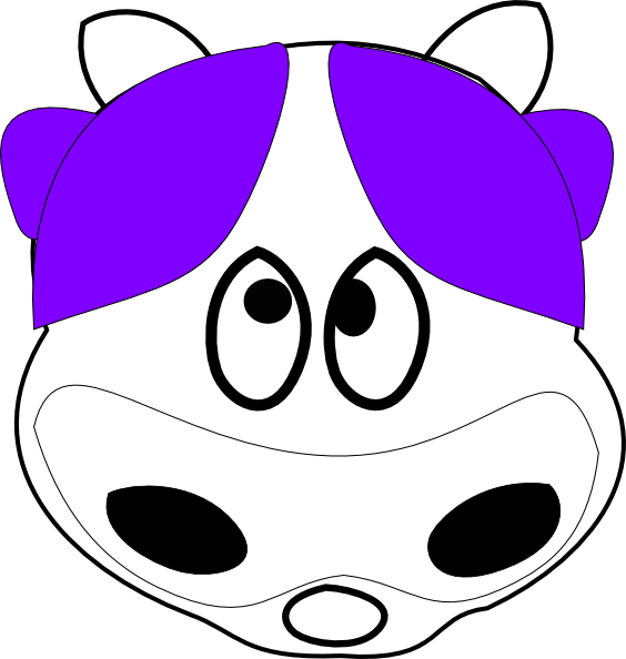 Purple Cow 2 Clip Art At Clker - Cow Face Clip Art (564x594)