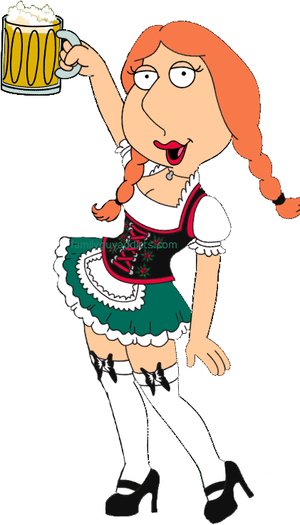 Lederhosen Peter Barmaiden Lois With Brew - Family Guy (431x748)