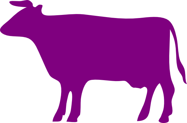 Purple Cow Clip Art - Cow Silhouette (600x396)