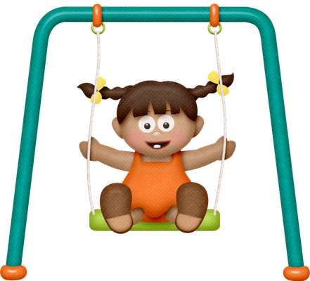 Brown Haired Girl On Swings - Clip Art (441x400)