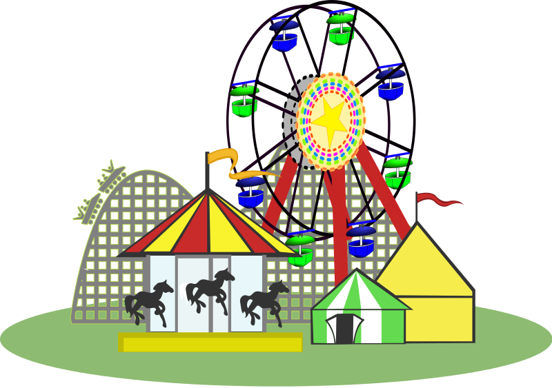 Park Clipart Public Park - Amusement Park Clip Art Black And White (800x563)