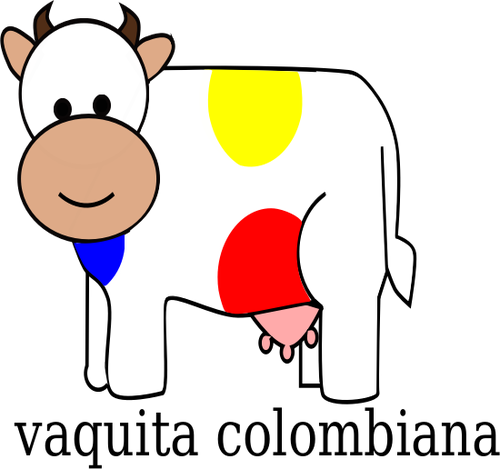 Colombian Cow Vector Clip Art Public Domain Vectors - Kundenspezifischer Textmagnet Der Kuhillustration Quadratischer (500x469)