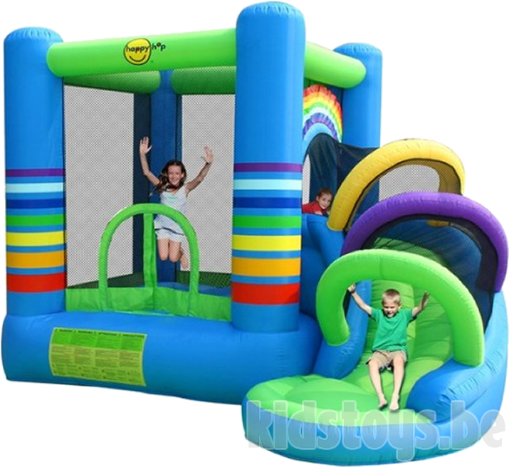 Happy Hop Rainbow Bouncy Castle With Slide - Dmuchane Place Zabaw Dla Dzieci (825x825)