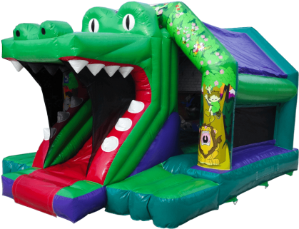Croco Front Slide Bouncy Castle - Castle (500x375)