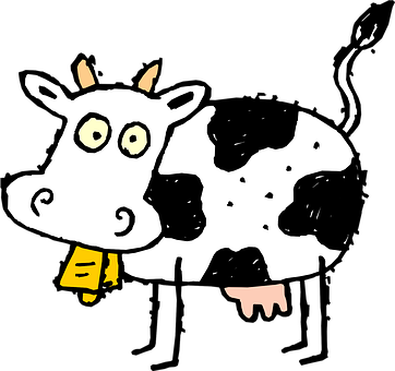 Cow Bell Horns Nasty Spots Diseased Cow Co - Free Clip Art Cows (362x340)