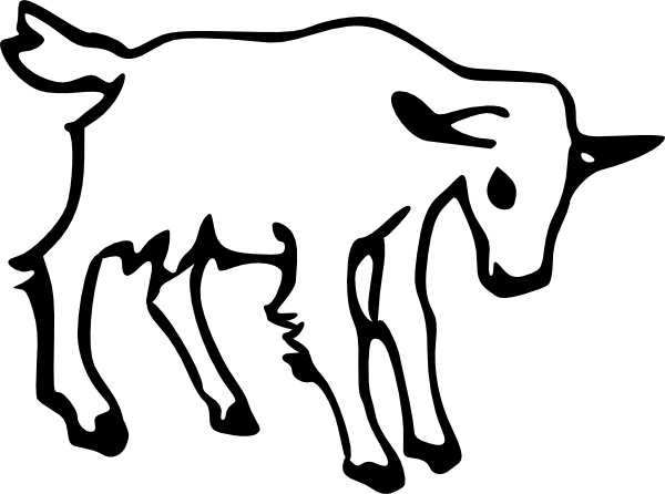 Baby Goat Clipart - Goat Outline (600x446)