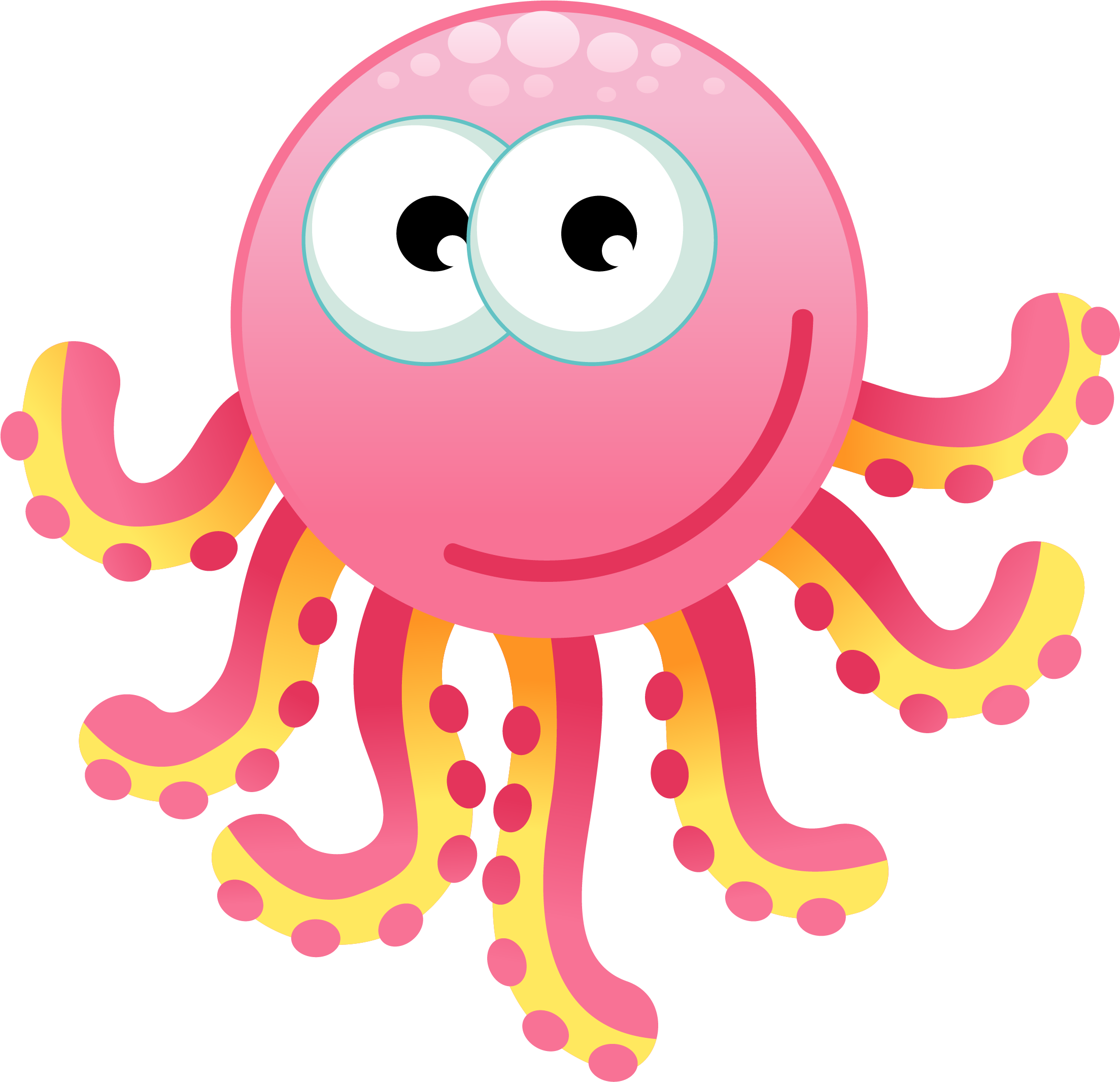 Cartoons, Character, Comics, Drawings, Funny, Giraffe, - Pink Happy Octopus Shower Curtain (2286x2200)