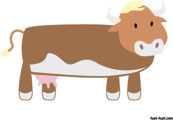 Huni Huni Flashcard Colored Baka Cow - Cartoon (768x593)