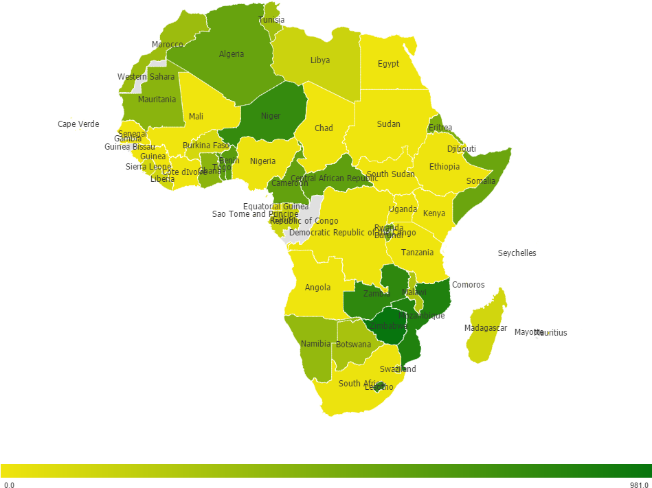 Countries In Africa Have A Diverse Distribution Of - Africa Map (948x773)