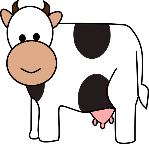 Renkli Karikatür Inek Vektör Çizim - Clip Art Cow (500x481)