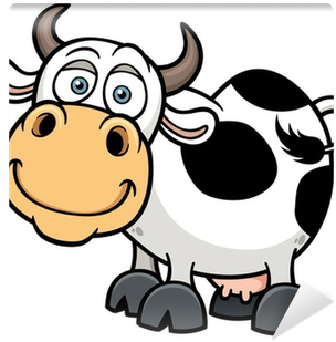 Vector Illustration Of Cartoon Cow Wall Mural • Pixers® - Cartoon Cow (400x400)