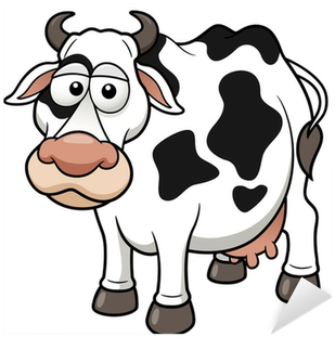 İnek Karikatür Vektör Çizim Çıkartması Pixerstick • - Imagen De Vacas Para Colorear Animadas (400x400)