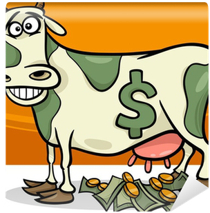 Karikatür Illüstrasyon Söyleyerek Nakit Inek Duvar - Cartoon Cash Cow (400x400)