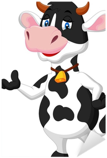 Sevimli Inek Karikatür Başvuru Çıkartması Pixerstick - Cartoon Cow Thumbs Up (400x400)