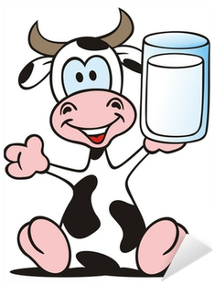 Süt Bir Cam Ile Oturan İnek Çıkartması Pixerstick • - Milk (400x400)