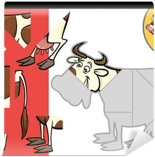Karikatür Çiftlik Inek Bulmaca Oyunu Duvar Resmi • - Jigsaw Puzzle (400x400)