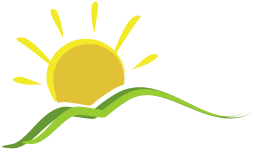 Download File Type - Logo With A Sun And Mountains (389x346)