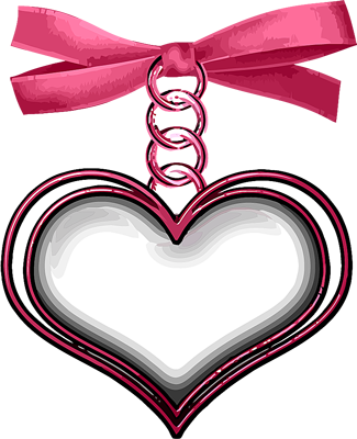 Heart Hanging From Pink Ribbon By Paw Prints Designs - Heart Hanging On Ribbon (325x400)