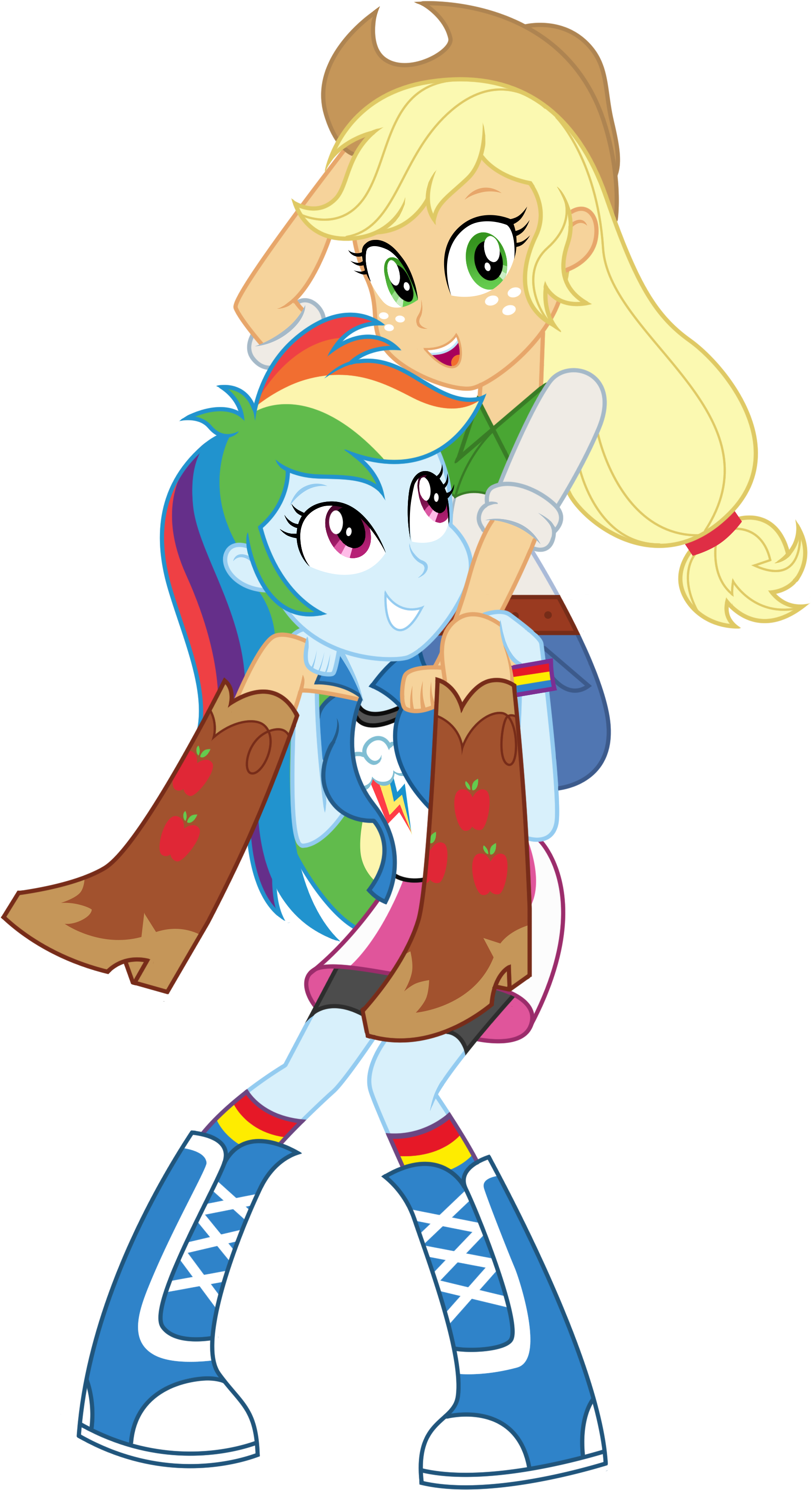 768849 Safe Rainbow Dash Applejack Vect - Equestria Girl Rainbow Dash And Applejack (1967x3604)