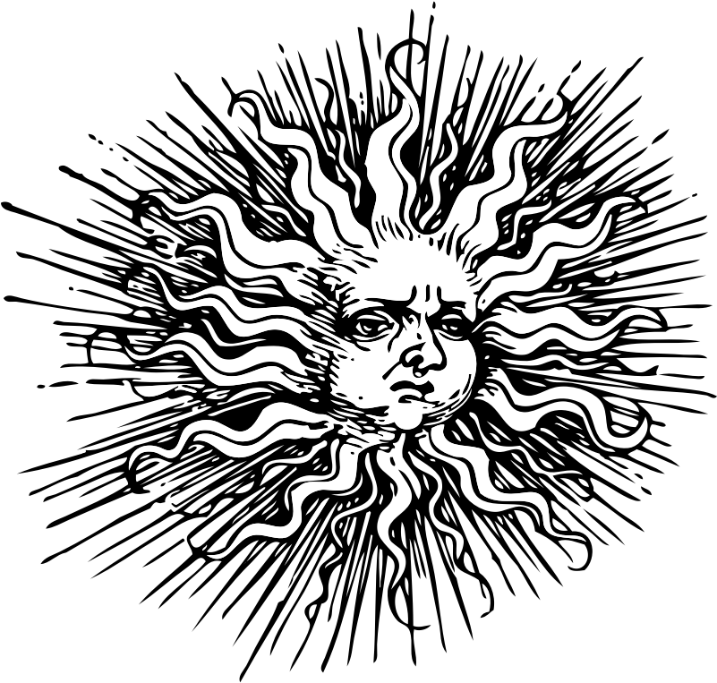 Clipart - Ornate Sun - Vintage Sun Drawing (800x800)