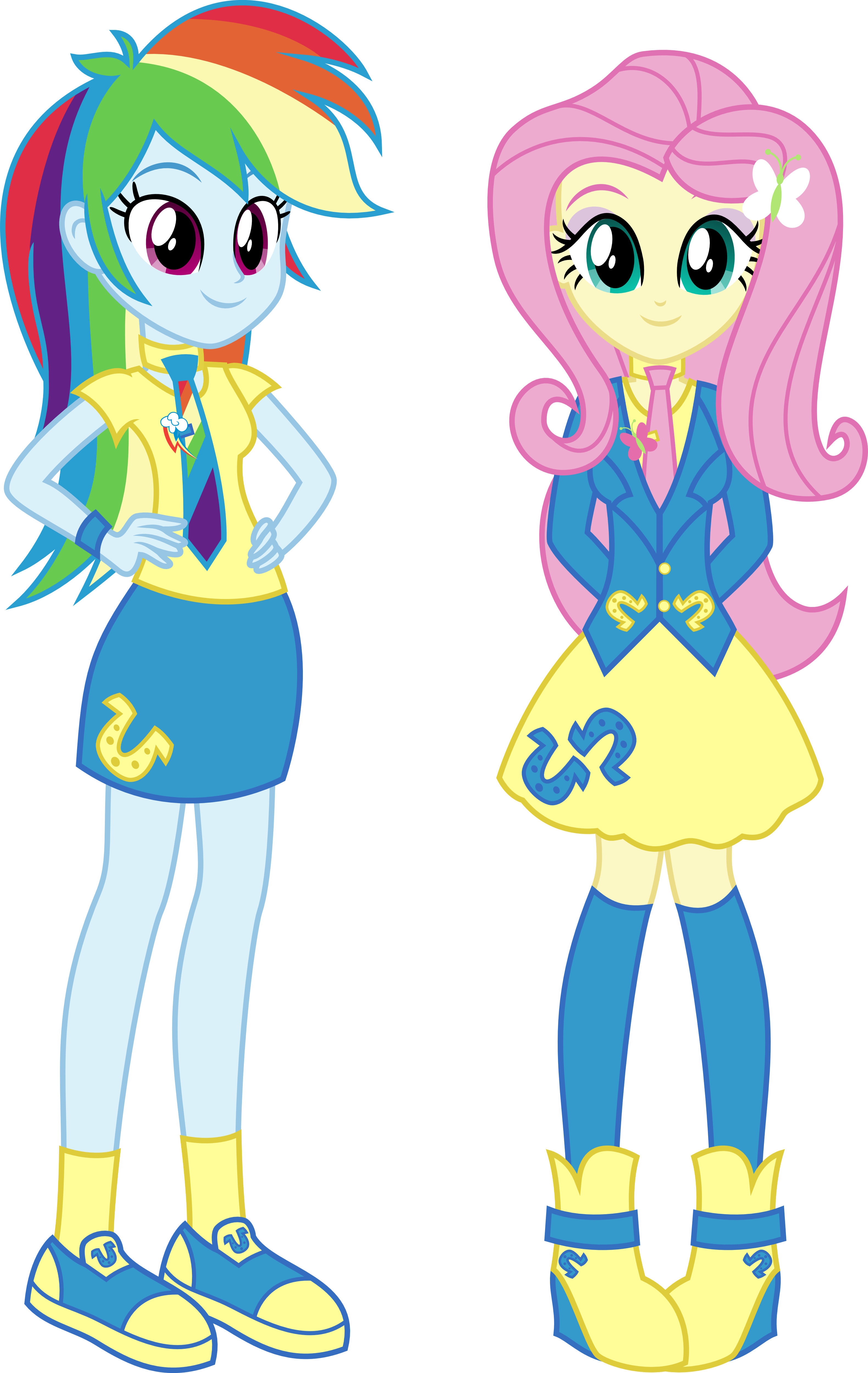 Eqg Rainbow Dash And Fluttershy In Chs Uniform By Osipush - Fluttershy And Rainbow Dash Equestria Girls (3161x4997)