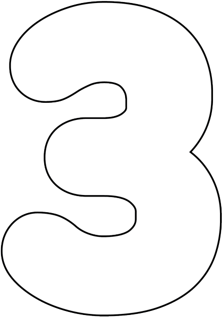 Printable Number - Number 3 Black And White (640x640)