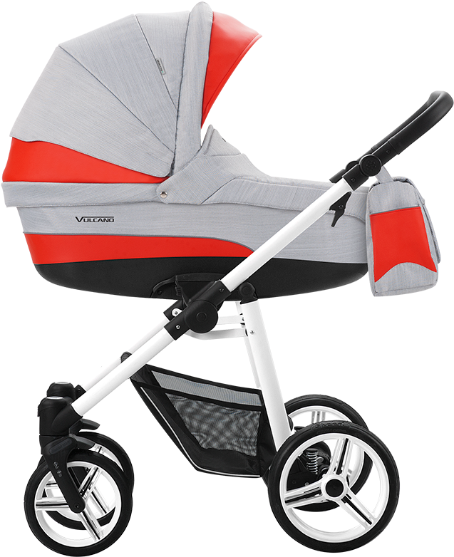 Коляска 2 В 1 Bebetto Vulcano Ecco Шасси Белая - Bebetto Vulcano S-line Pram Lightweight White Sl07 (800x800)