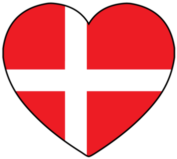 Denmark Danish Danmark Flag Heart Football Soccer Love - Flag (444x480)