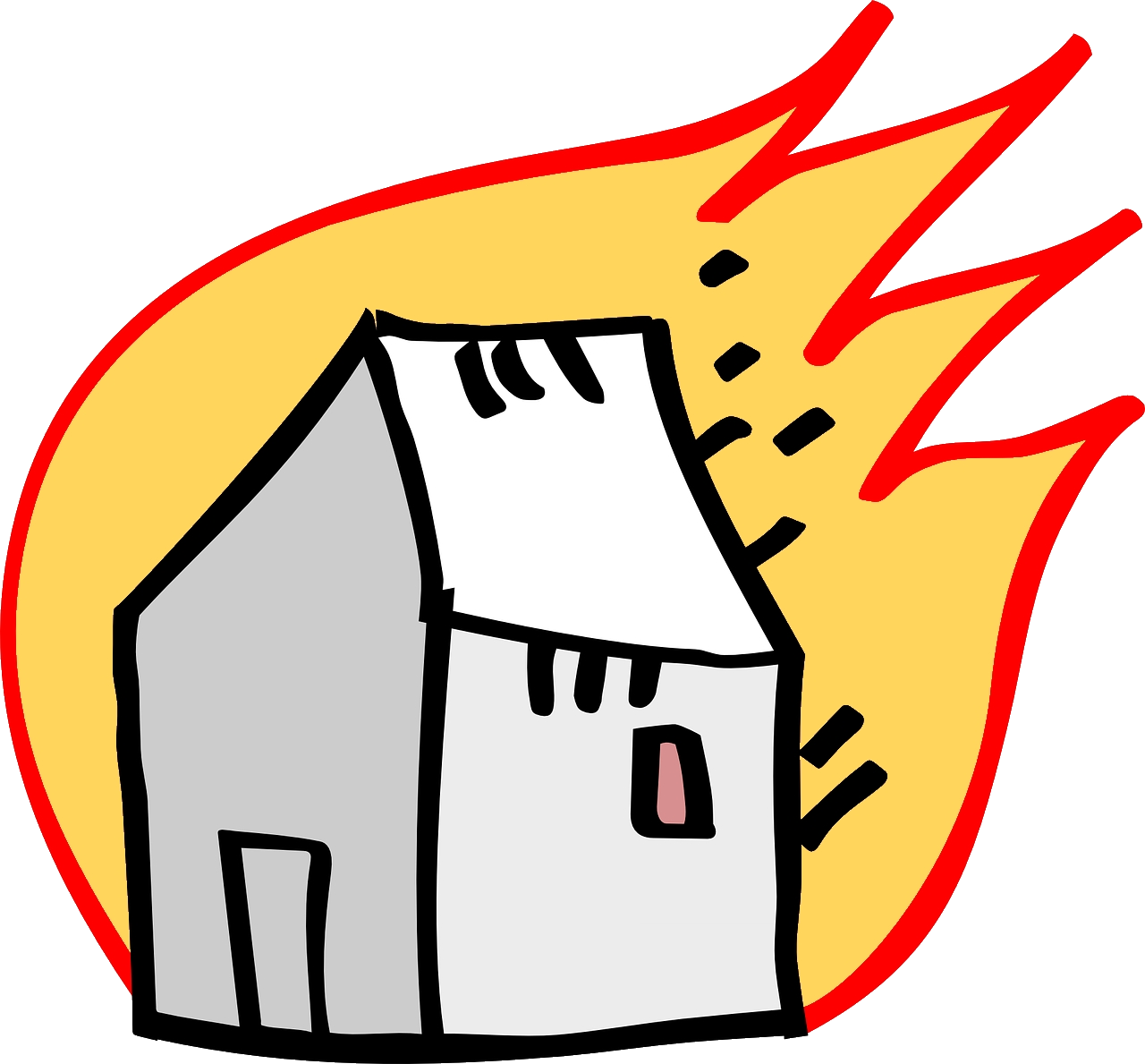 Tips To Prevent Fire Accidents At Home - Burning House Cartoon (1280x1189)