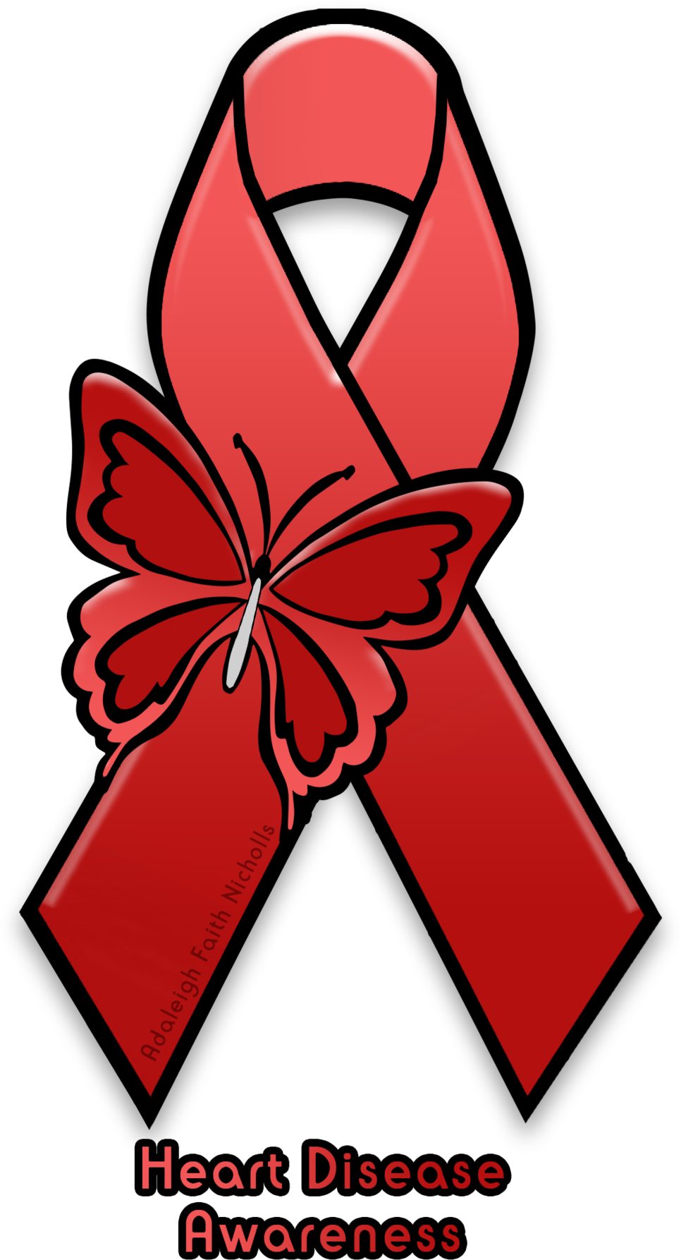 Heart Disease Awareness Ribbon By Adaleighfaith On - Mental Health Green Ribbon Png (1280x1829)
