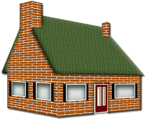 Brick House Clipart Black And White - House Made Of Bricks Clipart (512x512)