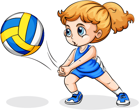 Volleyball Play Girl Clip Art - Cartoon Girl Playing Volleyball (568x565)