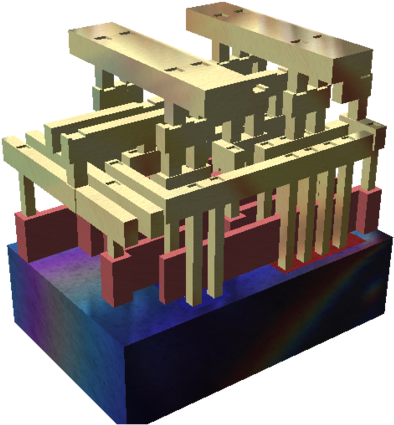 Rendering Of A Small Standard Cell With Three Metal - Chips And Change: How Crisis Reshapes The Semiconductor (441x450)