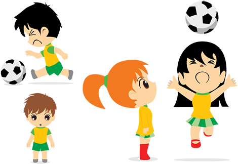 Kids Children Playing Football People Vector Illustrations - Soccer (500x338)