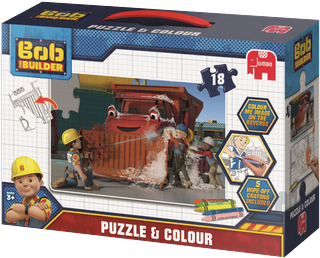 Bob The Builder Puzzle & Colour - Jumbo 19443 Bob The Builder 18piece Large Double Sided (630x335)