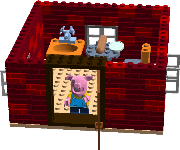 1 / - 3 Little Pigs Red Brick House (1094x600)