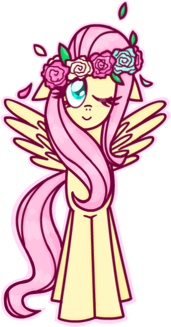 Cartoon Flower Crown Orange Red Png Crafting - Fluttershy (599x718)