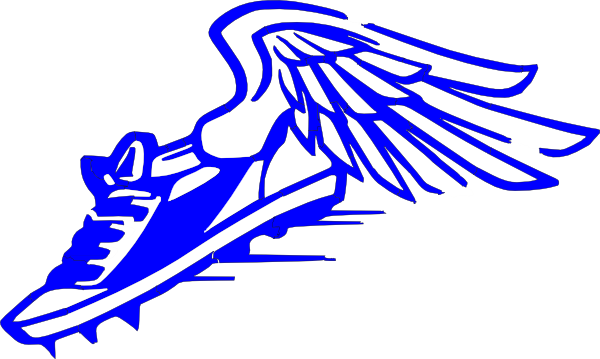 Winged Foot, Blue And White Clip Art - Track And Field Clipart Blue (600x359)