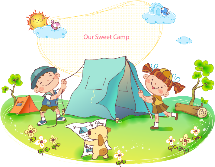 Tent Camping Cartoon - 卡通 帳篷 (887x943)