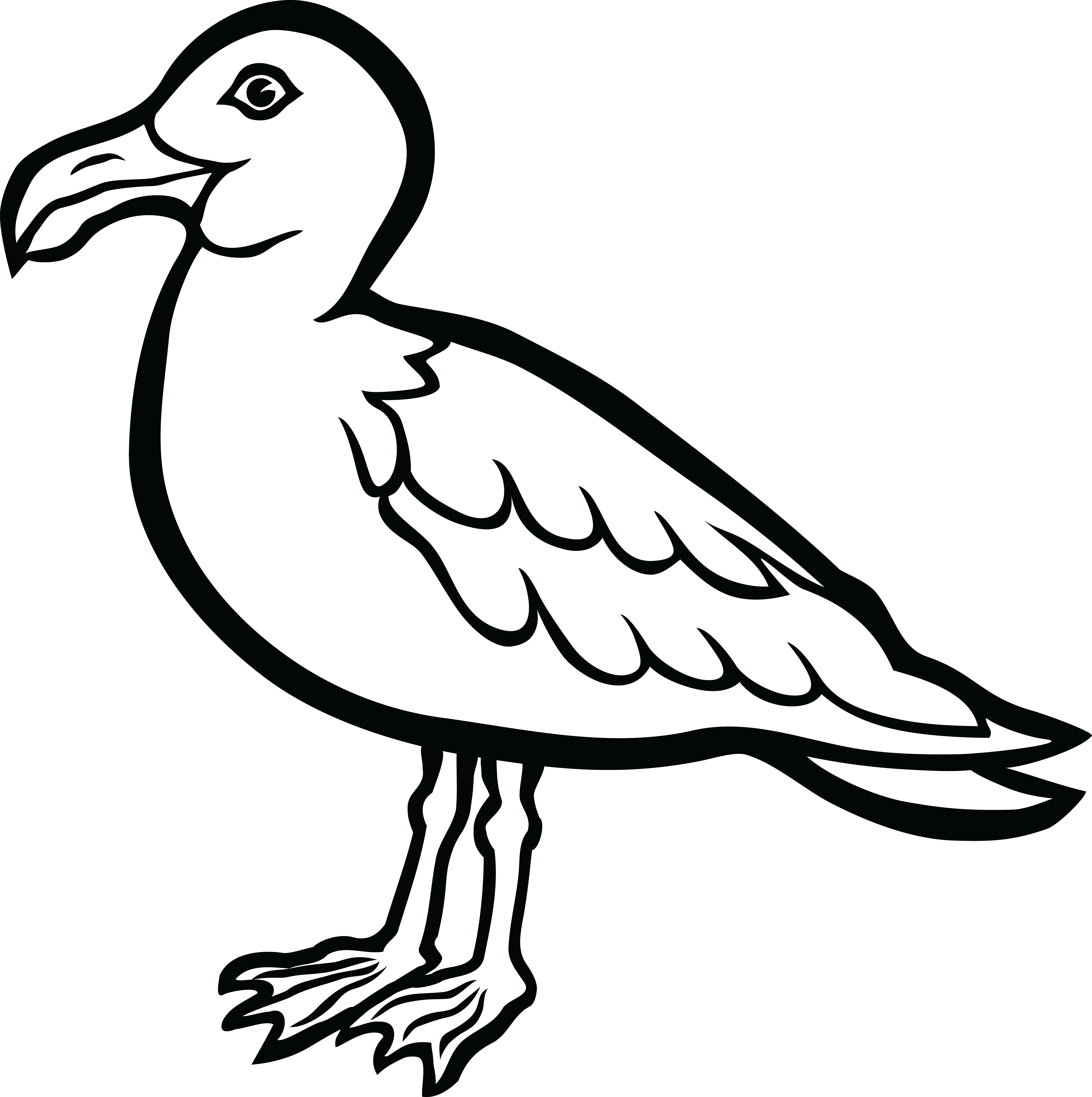 Free Clipart Of A Seagull Bird - Black And White Seagull (4000x4015)