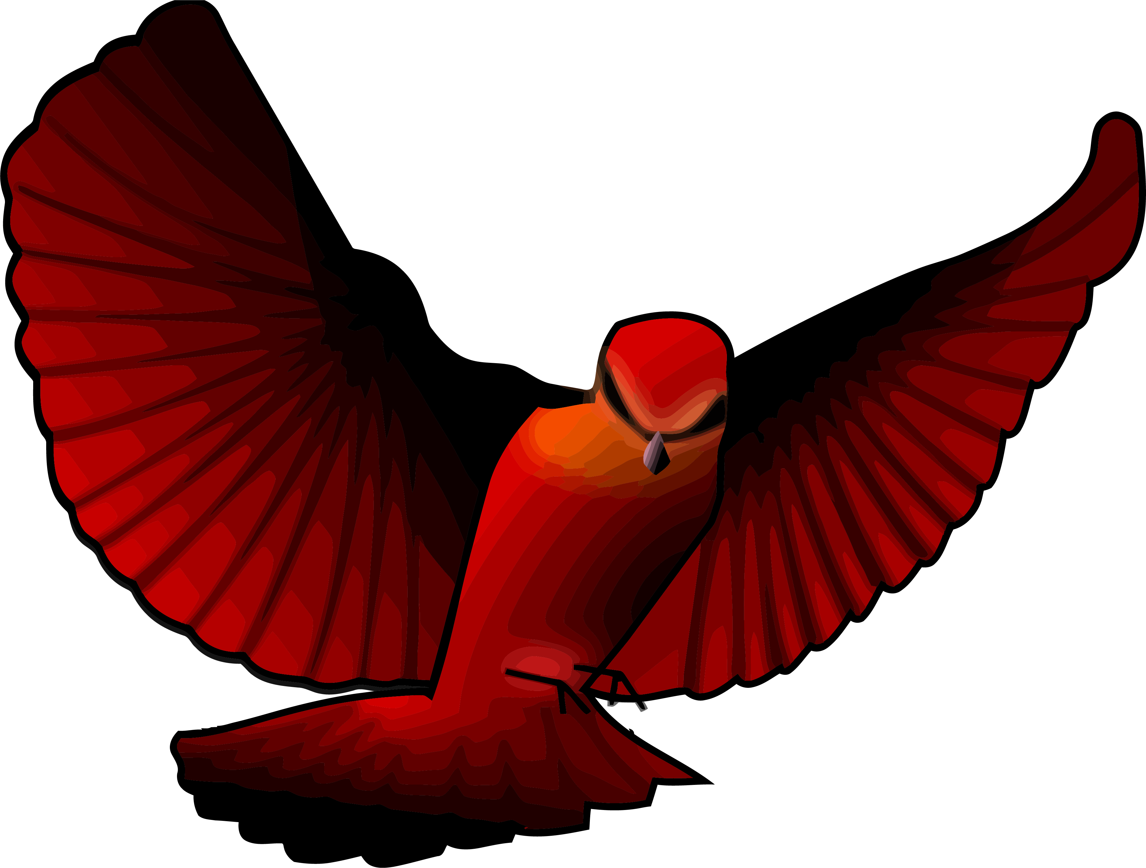 Red Bird Flying Clipart (3697x2799)