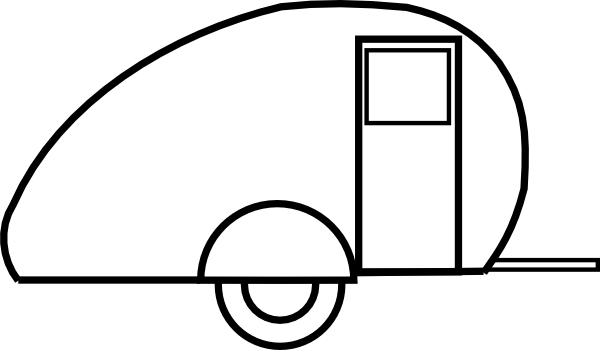 Trailer Clip Art At Clker - Black And White Camper (600x350)