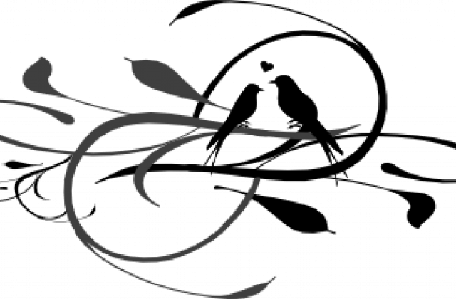 Love Bird Silhouette Clip Art Pink Love Birds Clip - Love You Charm Necklace With Freshwater Pearls, Sterling (640x420)