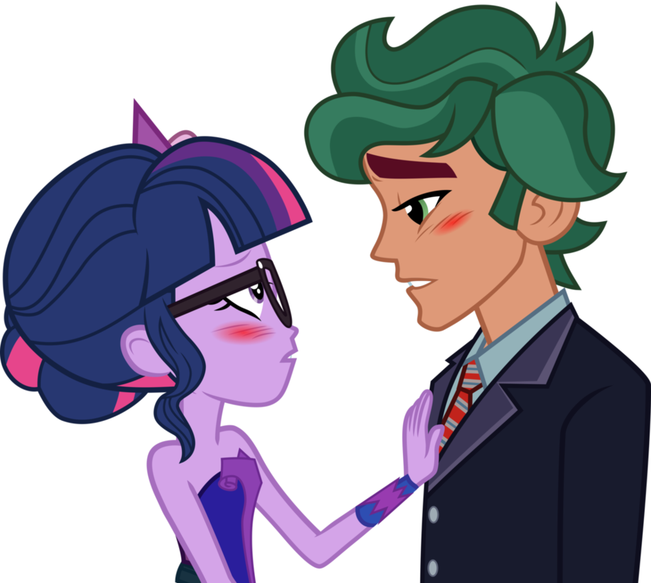 Twilight And Timber Spruce Romantic Moment By Uponia - Equestria Girls Kiss (945x846)
