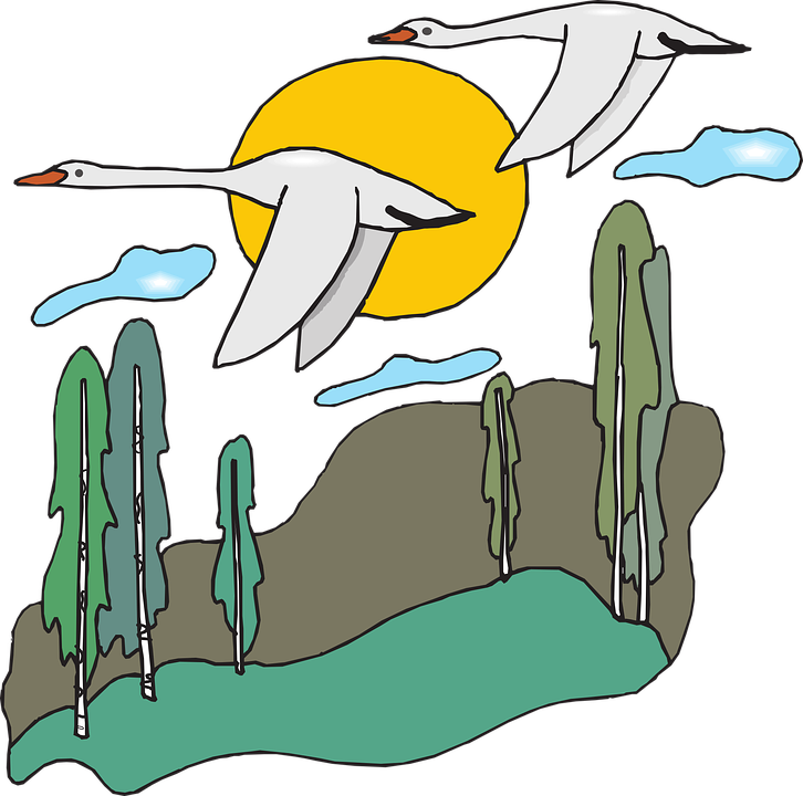 Free Vector Graphic - Migration Of Birds Cartoon (726x720)