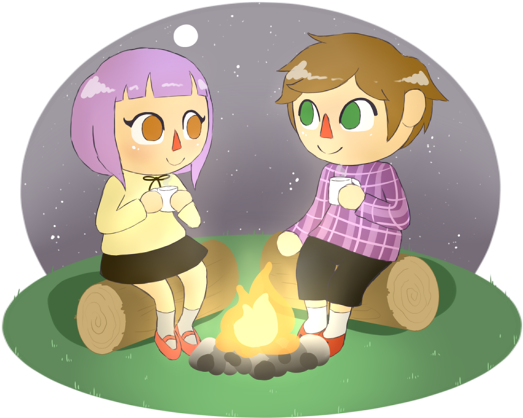 Out Camping By Li-fae - Cartoon (578x443)