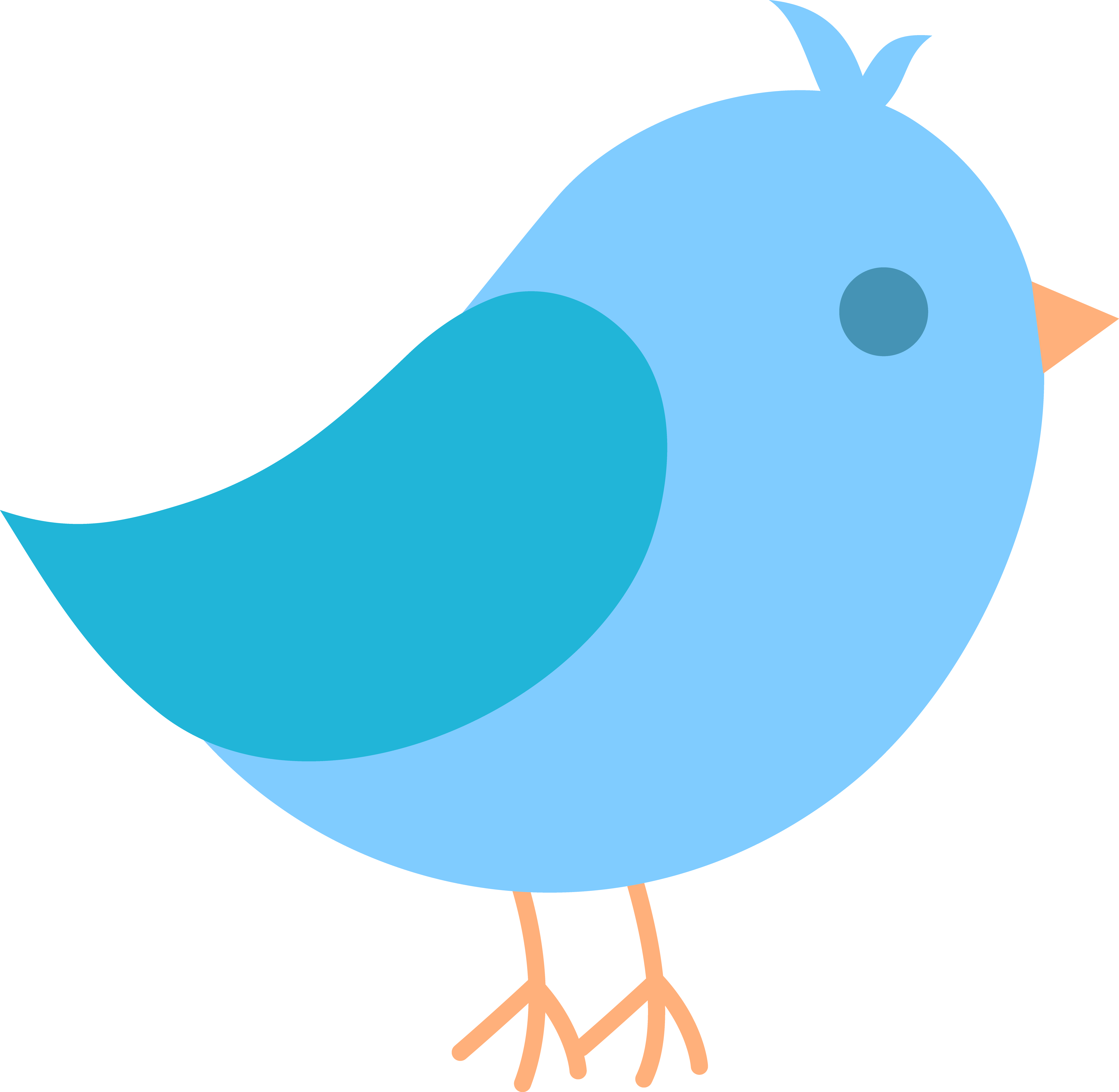 Cute Blue Bird Clip Art - Portable Network Graphics (4621x4511)