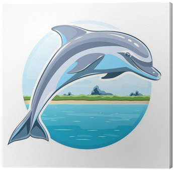 Cuadro En Lienzo Delfín En El Fondo Del Mar - Dolphin Vector (400x400)